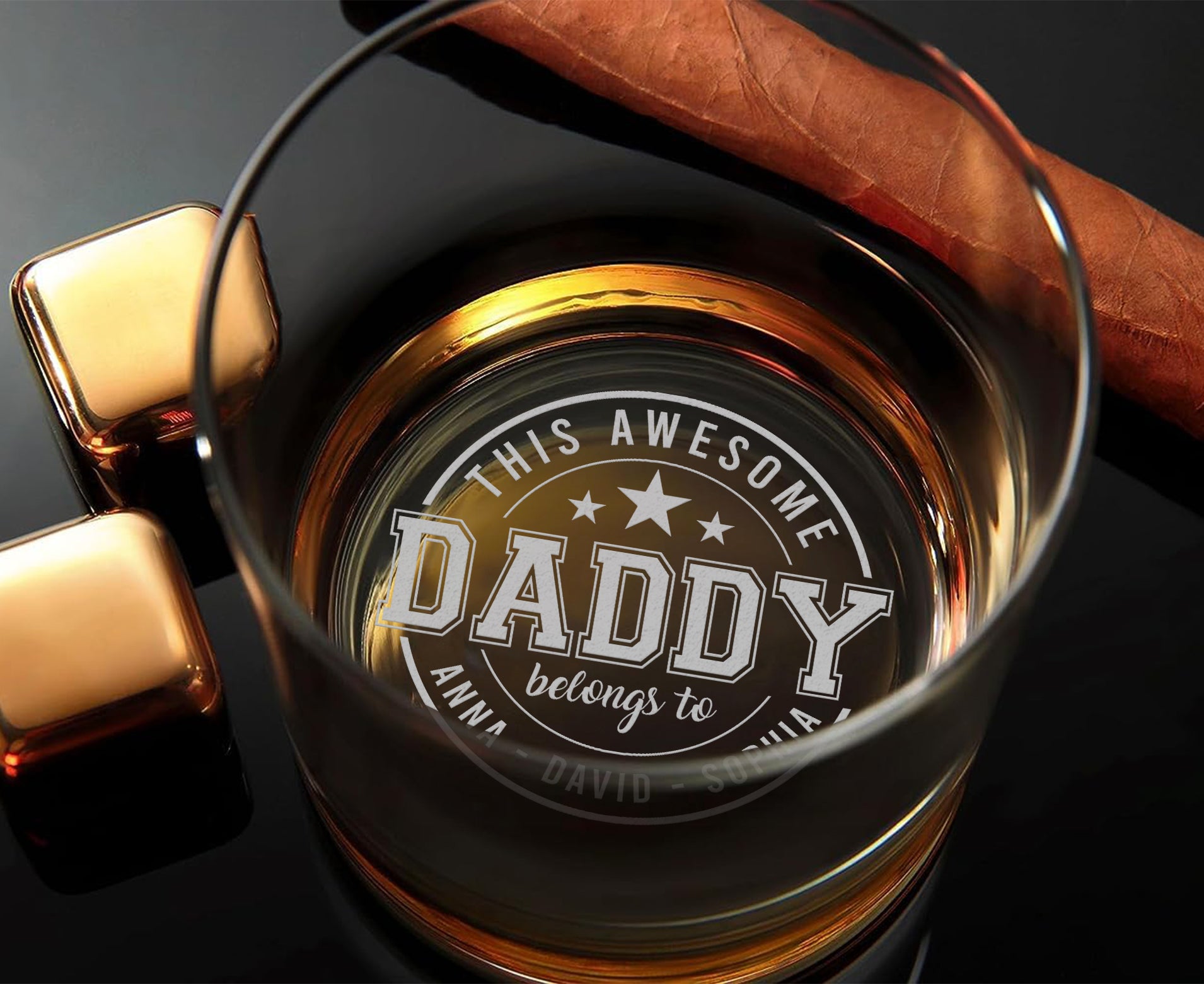 This awesome daddy belongs to engraved whiskey glass, personalized gifts, fathers day gifts, gifts for dad, dad gifts, gifts for him
