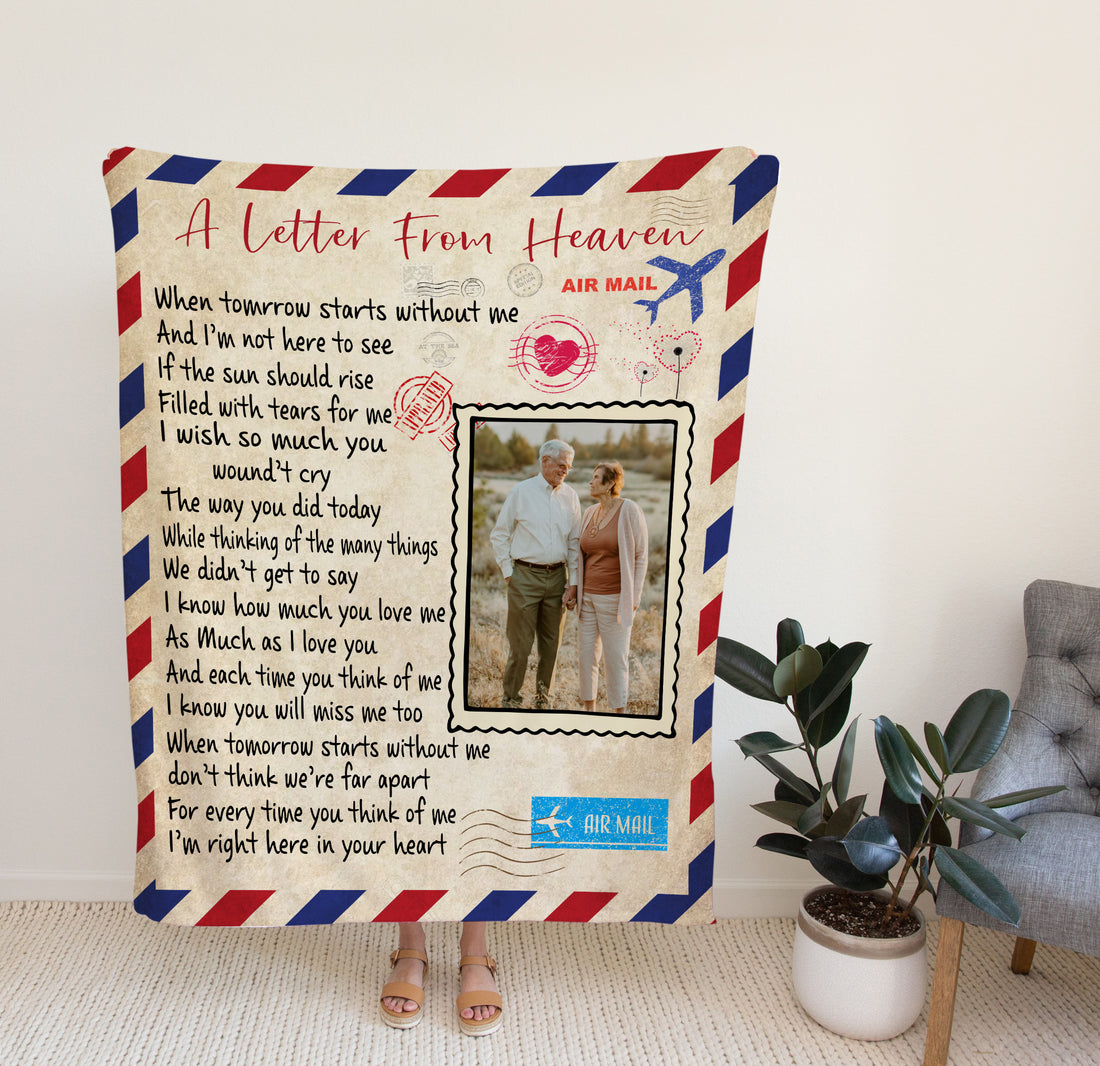 Customized Blankets With Photos, A Letter From Heaven Blanket, Letter Blanket,  Loss Of Love One, Rest In Peace, Loss Of Husband, Loss Of Wife, Throw Blanket