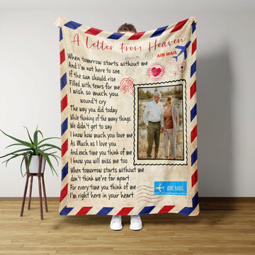 Customized Blankets With Photos, A Letter From Heaven Blanket, Letter Blanket,  Loss Of Love One, Rest In Peace, Loss Of Husband, Loss Of Wife, Throw Blanket