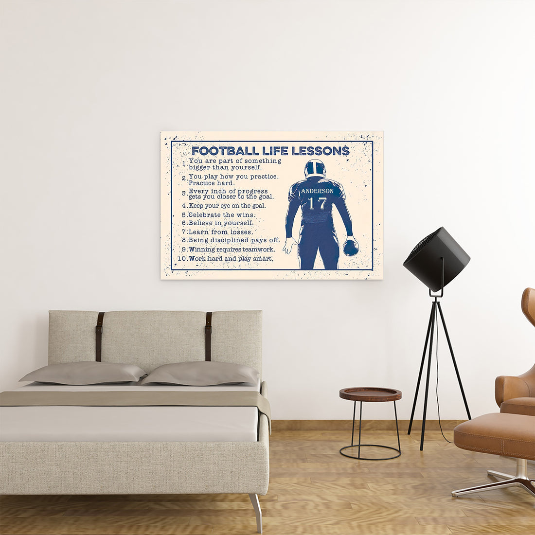 Canvas Wall Art, Footbal Life Lessons Poster, Inspirational Football Quotes, Gift For Boyfriend, Football Player, Sport Fan, Sport Gifts, Gifts Husband