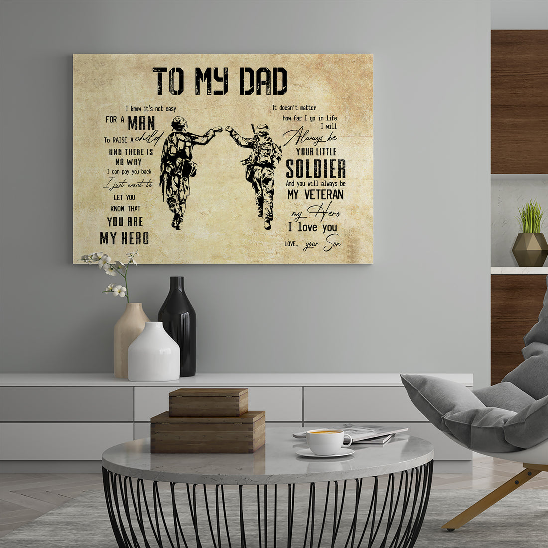 Poster Art, To My Dad Canvas, Dad And Son, Army Men, Father's Day Gifts, Dad Birthday Gifts, Living Room Decorations