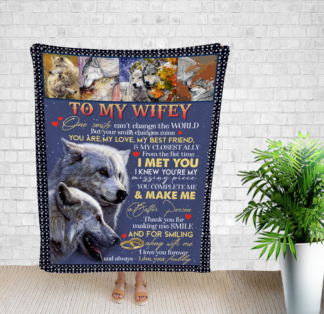 Personalised Blanket, To My Wifey Blanket, Couple Blanket, Gifts To Wife, Love Quoted, Anniversary 1st, Wolf Quotes, Fall Throw Blanket