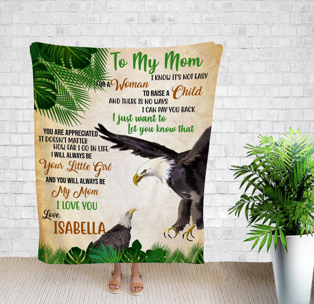 To My Mom Blanket, Custom Name, Gifts For Mom, Mother And Daughter Quotes, Eagle, Family Gifts, Mother's Day Gifts, Fall Throw Blanket