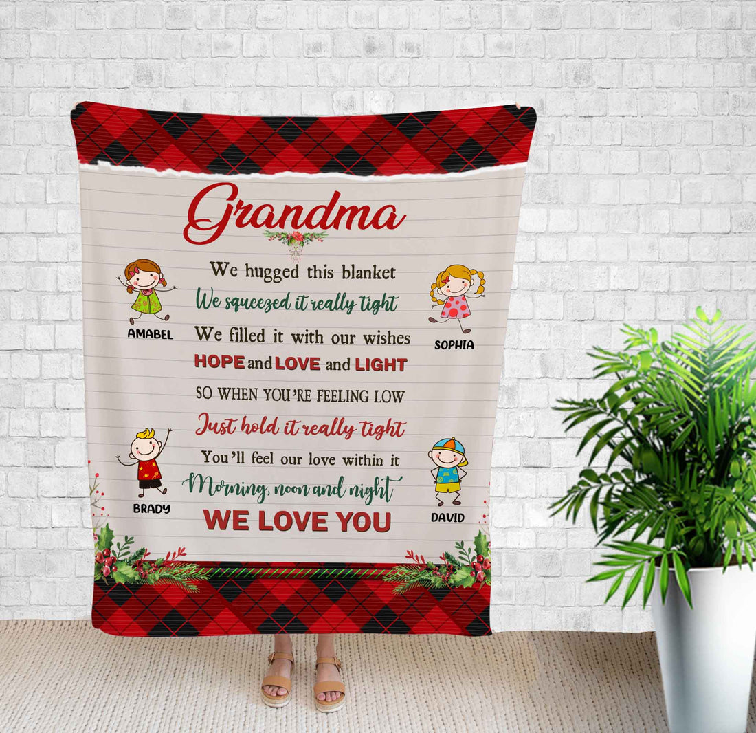 Personalized Name Blanket, Grandma We Hugged This Blanket, Gifts For Grandma, Stick Figure, Bedroom Decorations, Birthday Gifts, Throw Blanket
