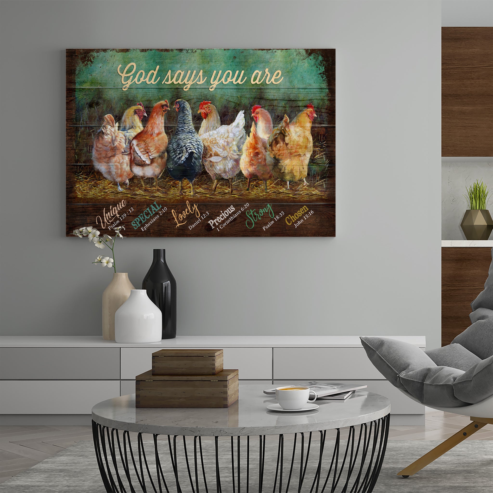 Poster Wall, God Says You Are Canvas, Chicken Lover, Farmhouse Decor, Country Life, Flower Garden, Living Room Decorations