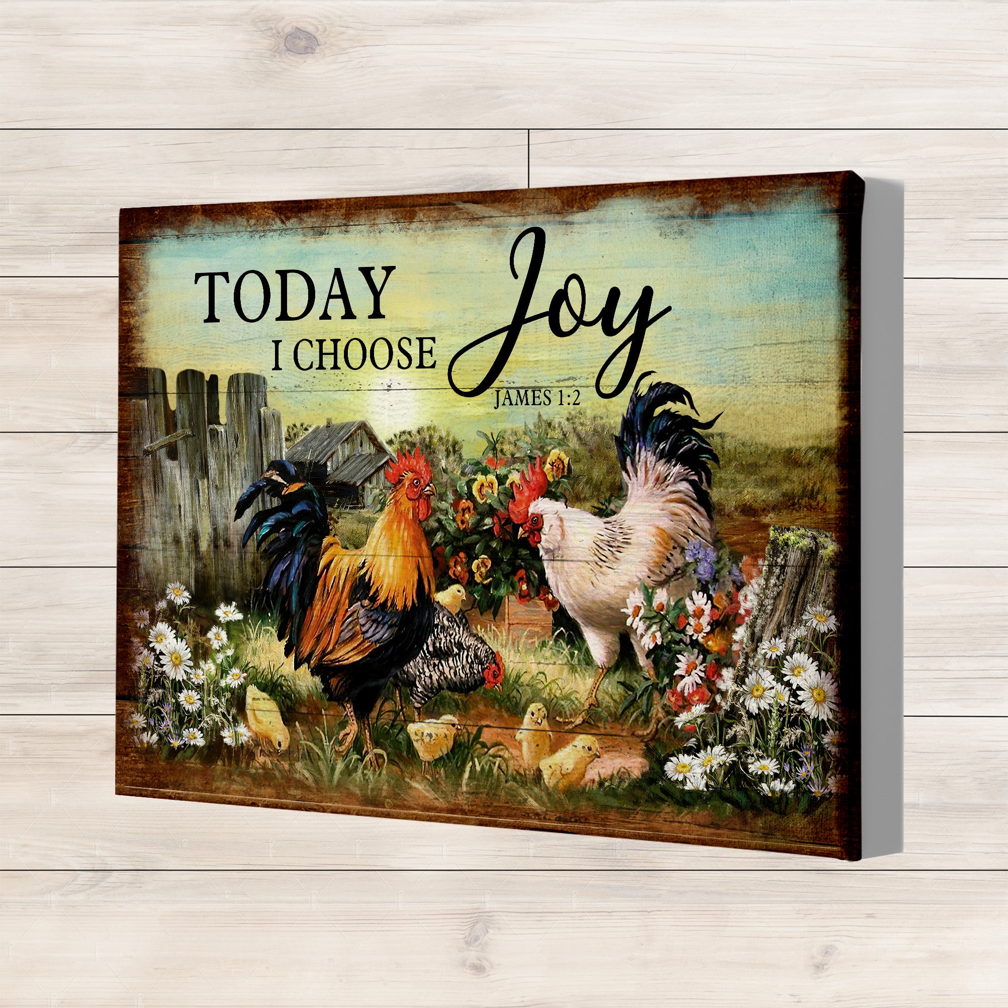 Canvas Sign, Today I Choose Joy Poster, Chicken Lover, Farmhouse Decor, Country Life, Flower Garden, Living Room Decorations