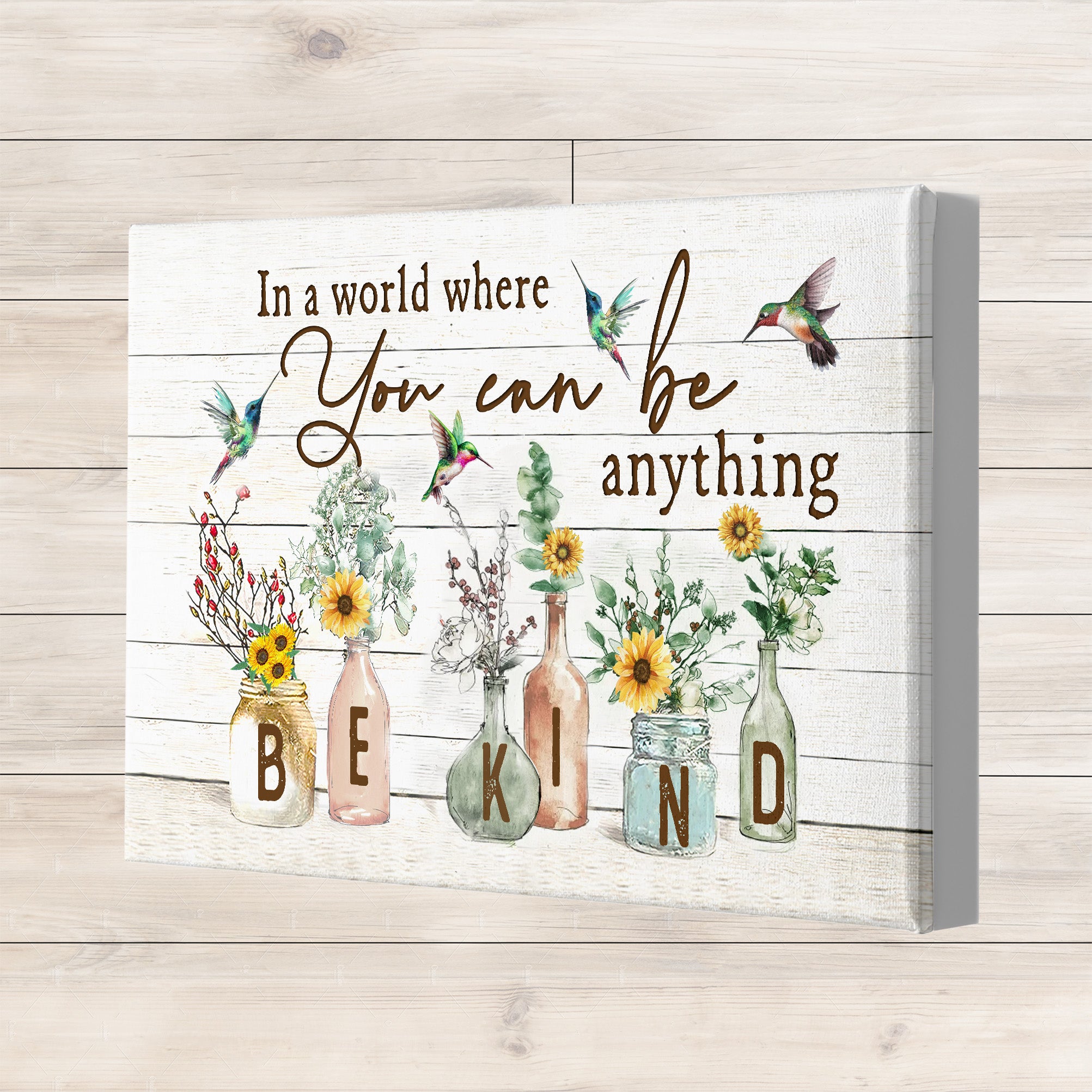 "Poster Wall, In A World Where You Can Be Anything Be Kind Poster, Flower Garden, Hummingbird Images, Quotes About Life, Living Room Decorations         "
