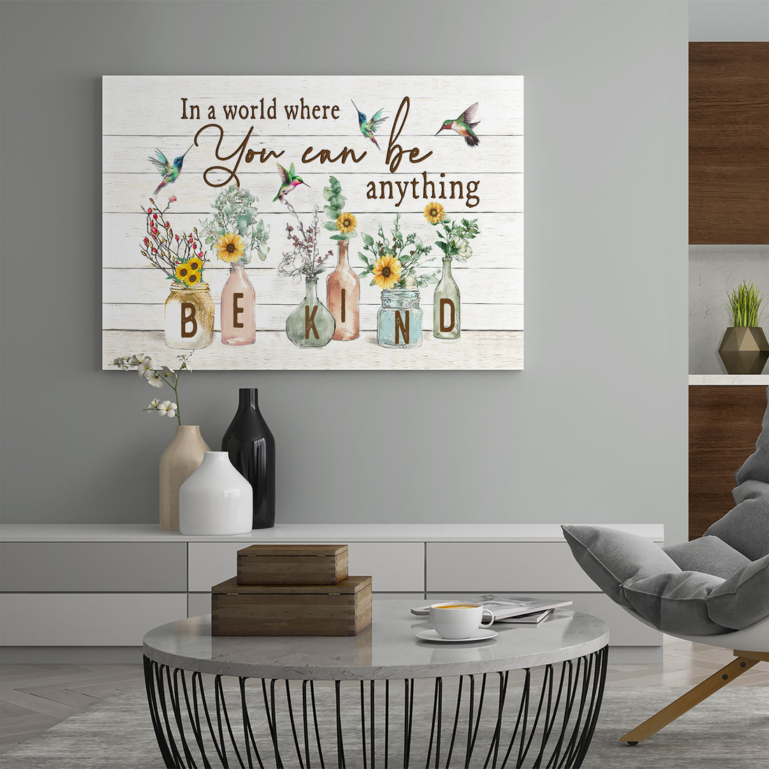 "Poster Wall, In A World Where You Can Be Anything Be Kind Poster, Flower Garden, Hummingbird Images, Quotes About Life, Living Room Decorations         "
