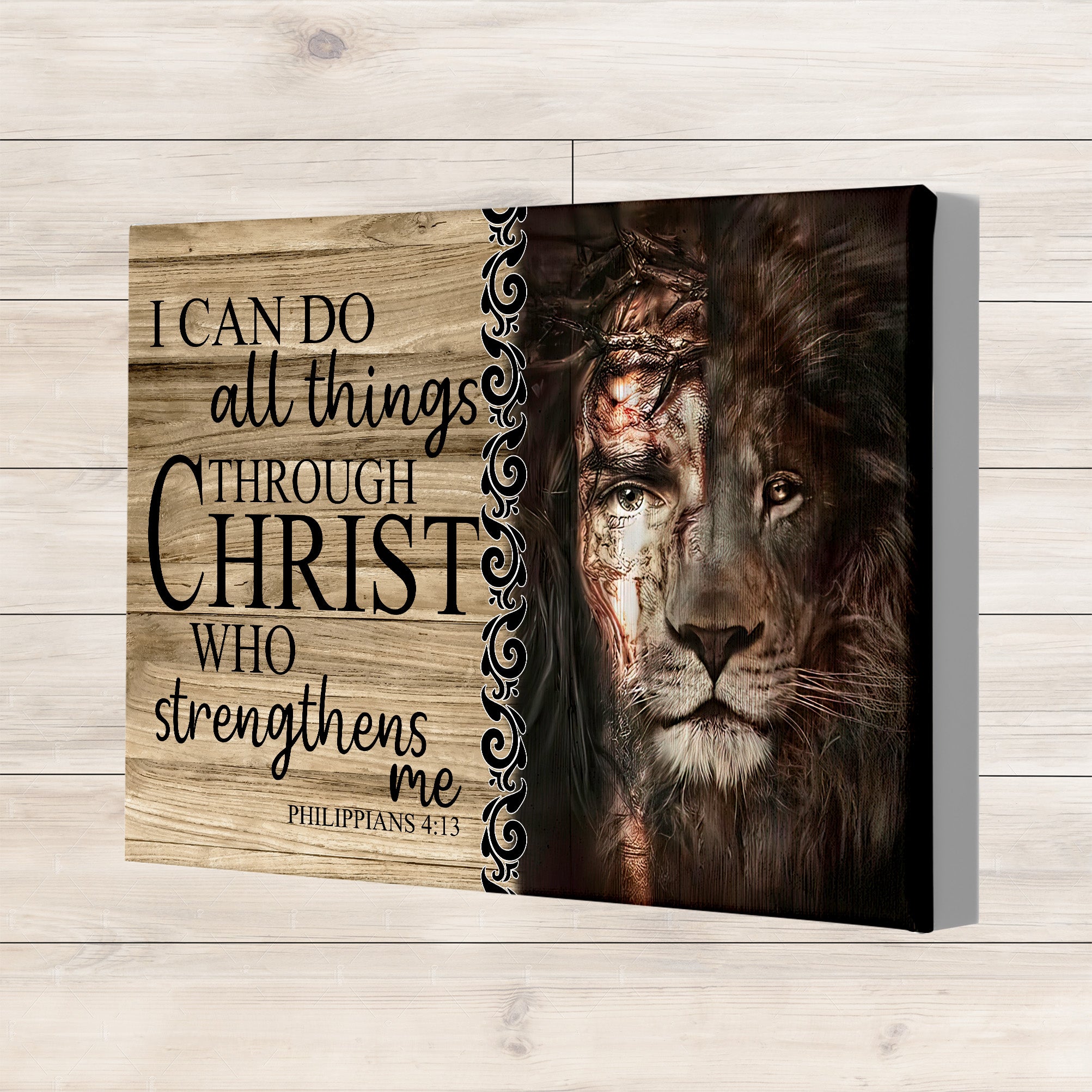 Canvas Prints, I Can Do All Things Through Christ Who Strengthens Me Poster, Jesus Christ, Inspirational Christian Quote, Lion Art, Home Decorations