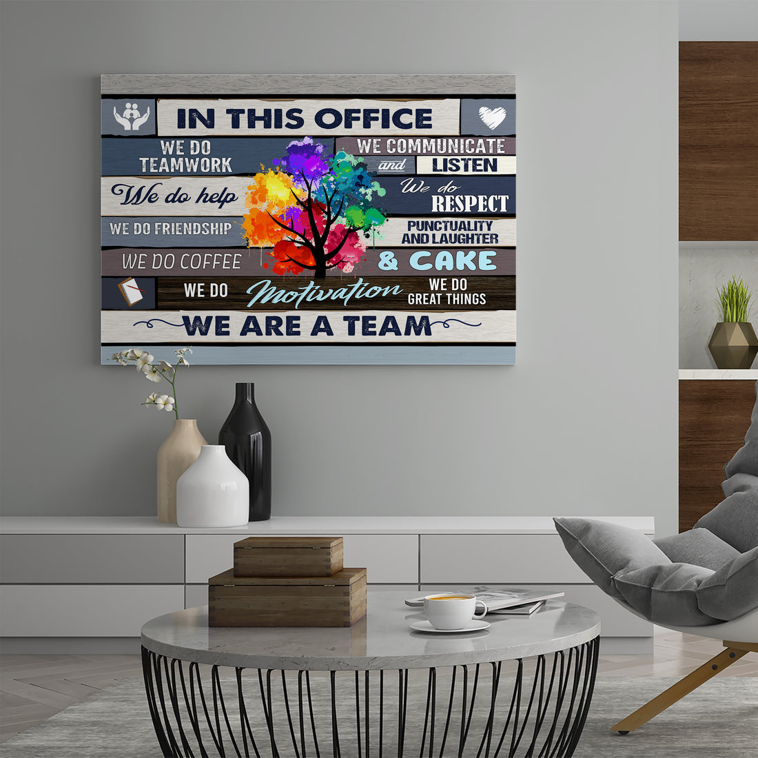 Poster Art, In This Office We Are A Team Canvas, Office Decor Inspirational, Gifts For Coworkers, Coworker Birthday Gifts, Office Decorations