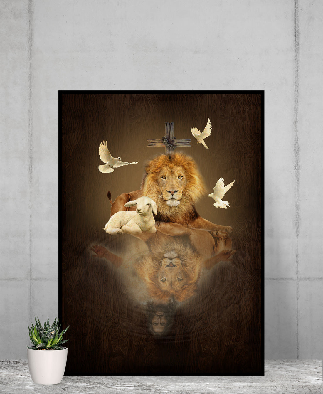 Poster Wall, Jesus Lion and Lamb Canvas, Jesus Christ, Jesus Cross, Jesus Art, Lion Art, Lion Wall Art, Sign Custom, Christmas Gifts,