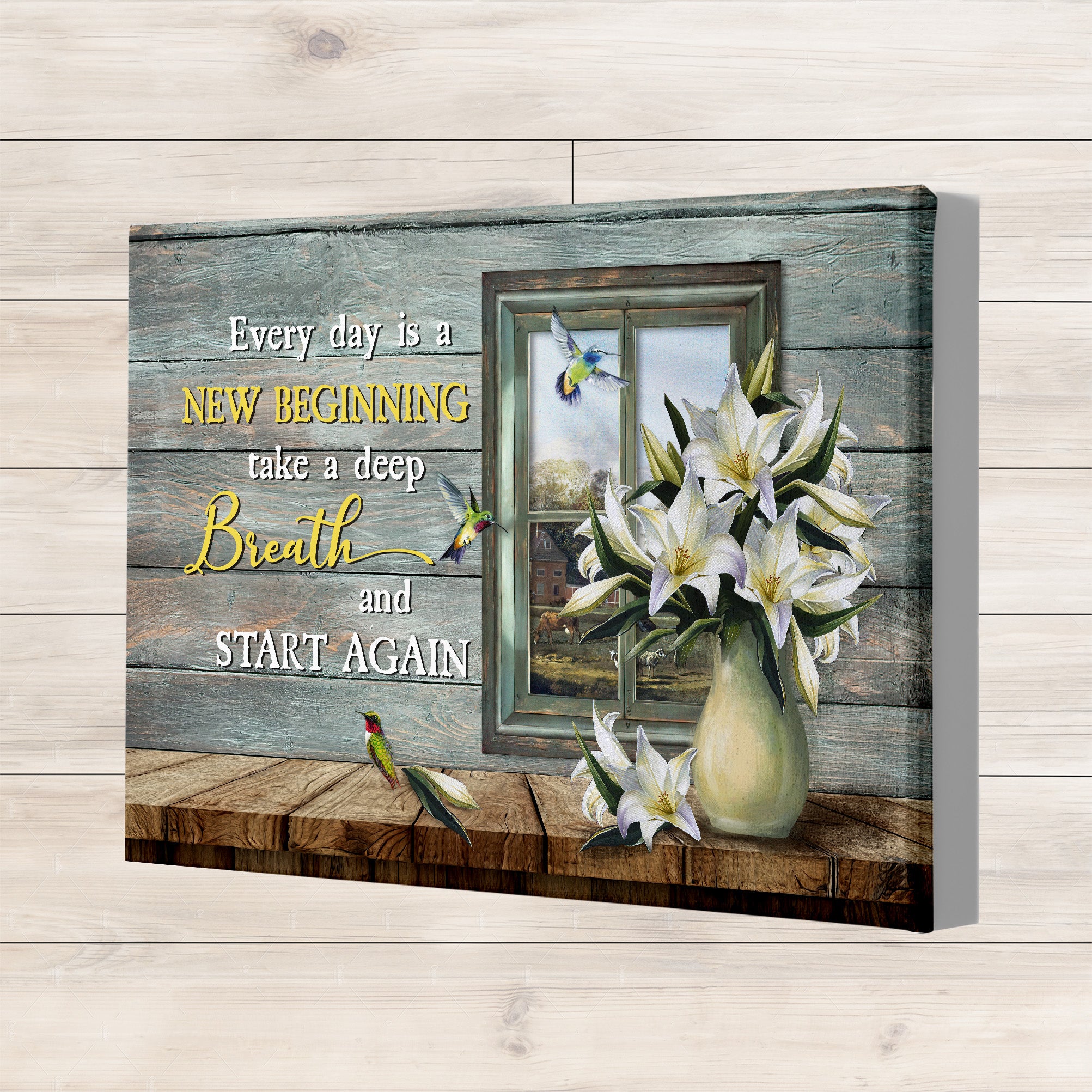 Poster Frames, Everyday Is A New Beginning Sign, Lily Flower Pictures, Hummingbird Images, Farmhouse Gifts, House Decorations