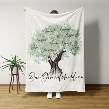 Personalized Family Tree Blanket, Custom Our Grandchildren Blanket, Gift From Kids To Grandparent, Mother's Day Gift.