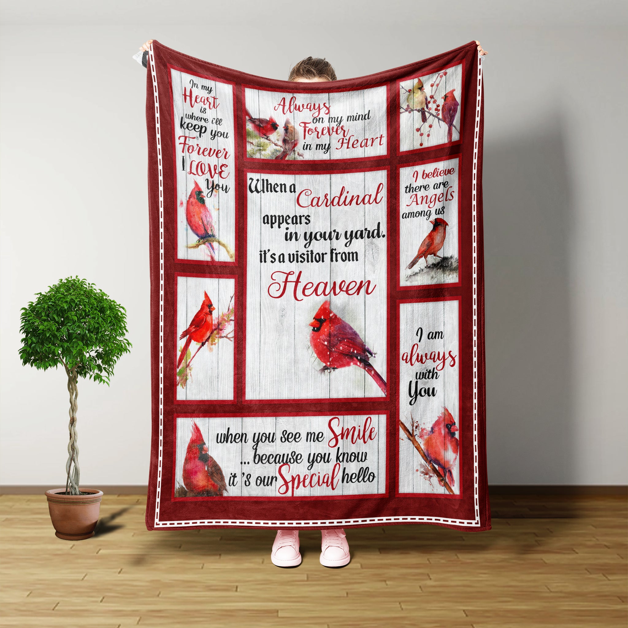 Blanket Design, When A Cardinal Appears In Your Yard Blanket, Cardinal Bird, Loss Of Love One, Rest In Peace, Fall Throw Blanket