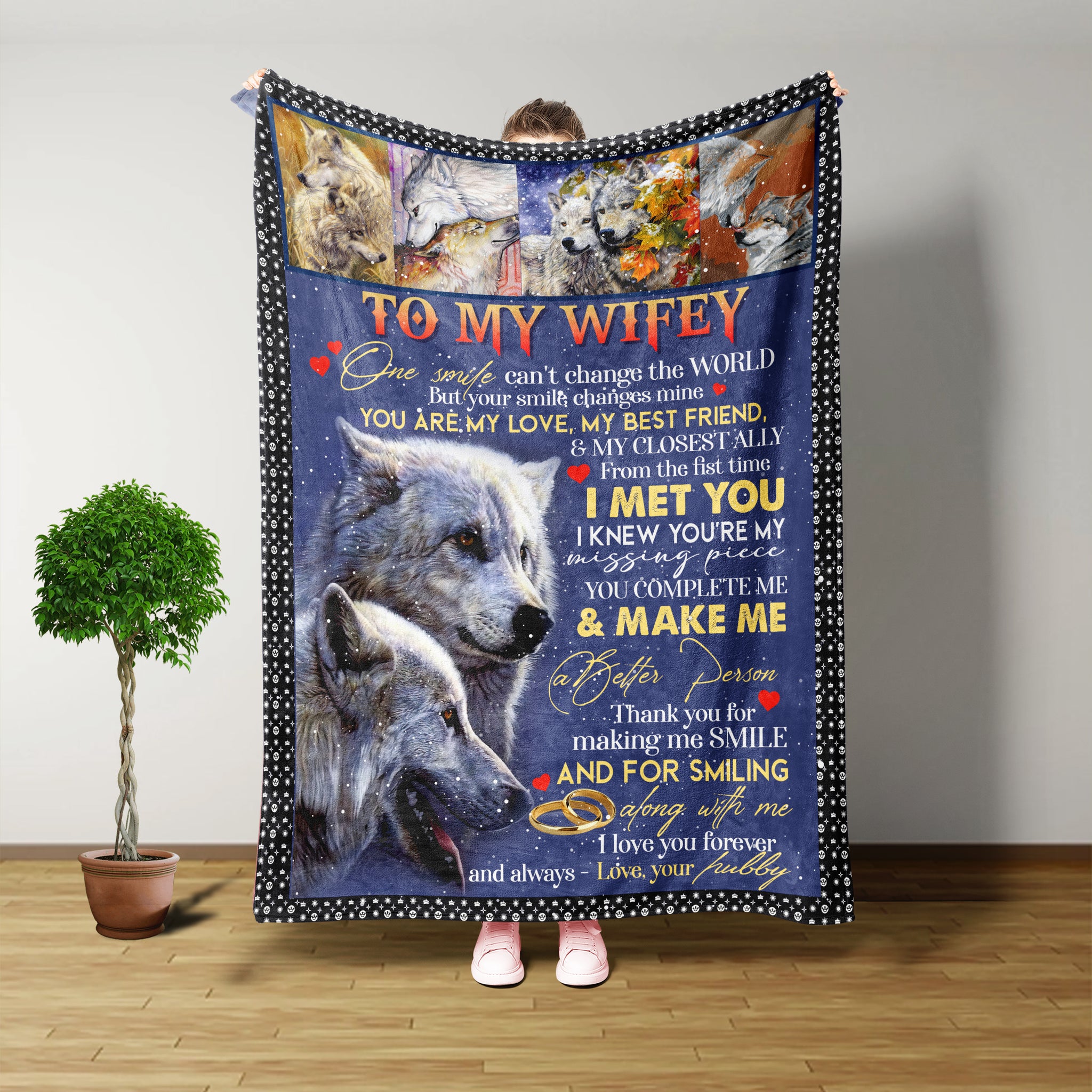 Personalised Blanket, To My Wifey Blanket, Couple Blanket, Gifts To Wife, Love Quoted, Anniversary 1st, Wolf Quotes, Fall Throw Blanket