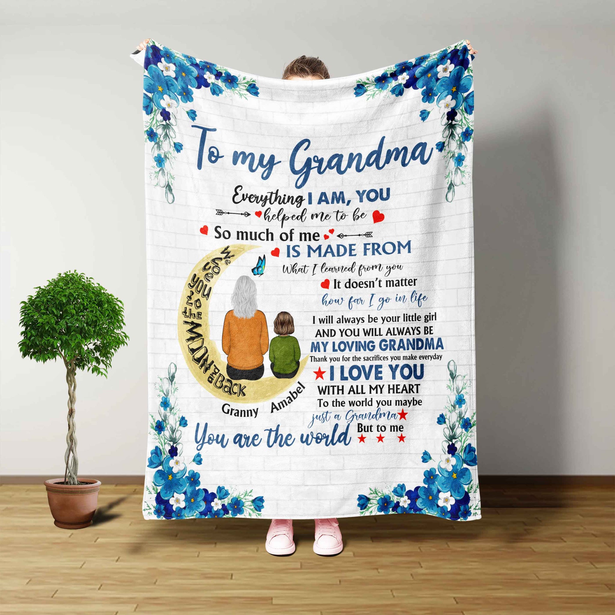 Blanket Customized, To My Grandma Blanket, Grandma Birthday Gifts, From Grandkids, Flower Garden, Christmas Ideas, Fall Throw Blanket