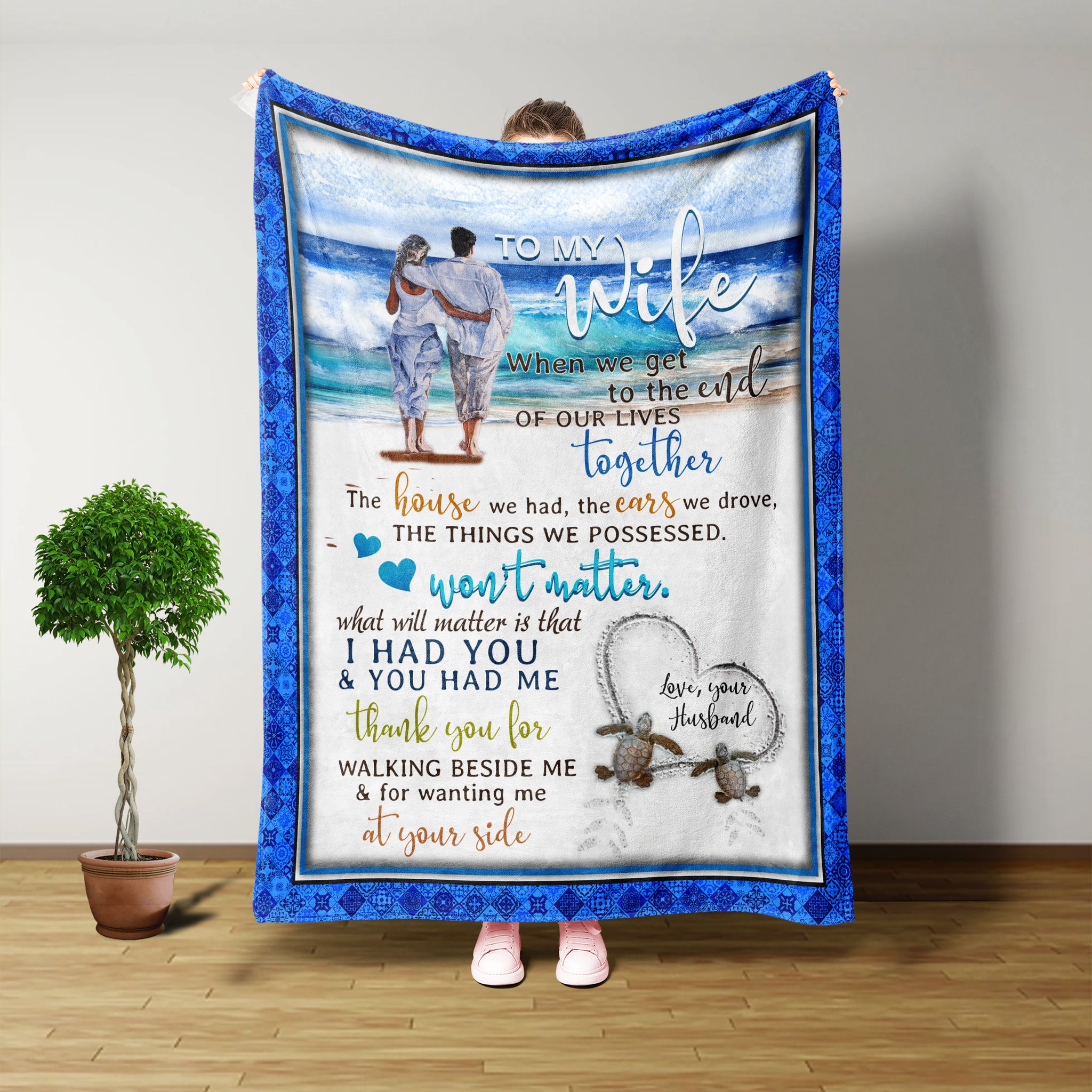 Personalised Blanket, To My Wife Blanket, Husband And Wife Quotes, Beach View, Couple Christmas Gift Ideas, Wedding Gifts, Throw Blanket
