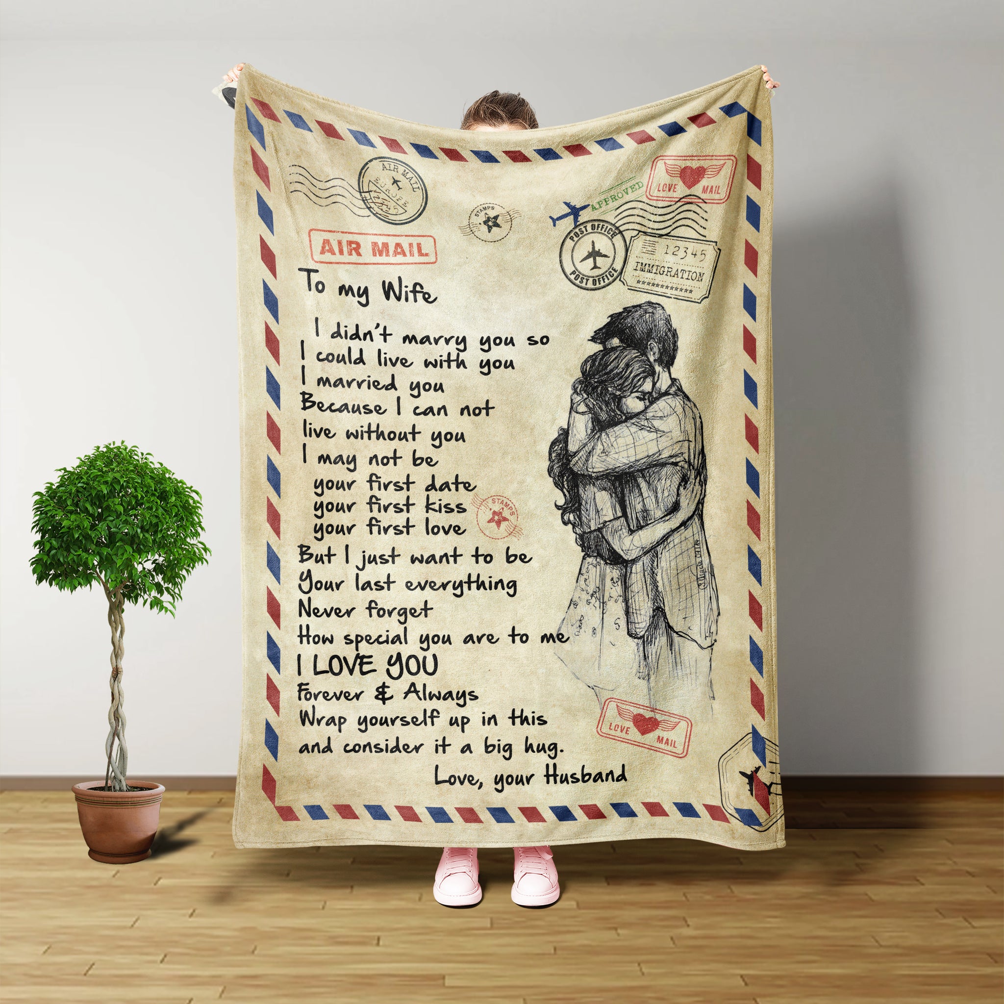Personalised Blanket, To My Wife Blanket, Husband And Wife Quotes, Letter Blanket, Airmail, Couple Christmas Gift Ideas, Wedding Gifts, Fall Throw Blanket
