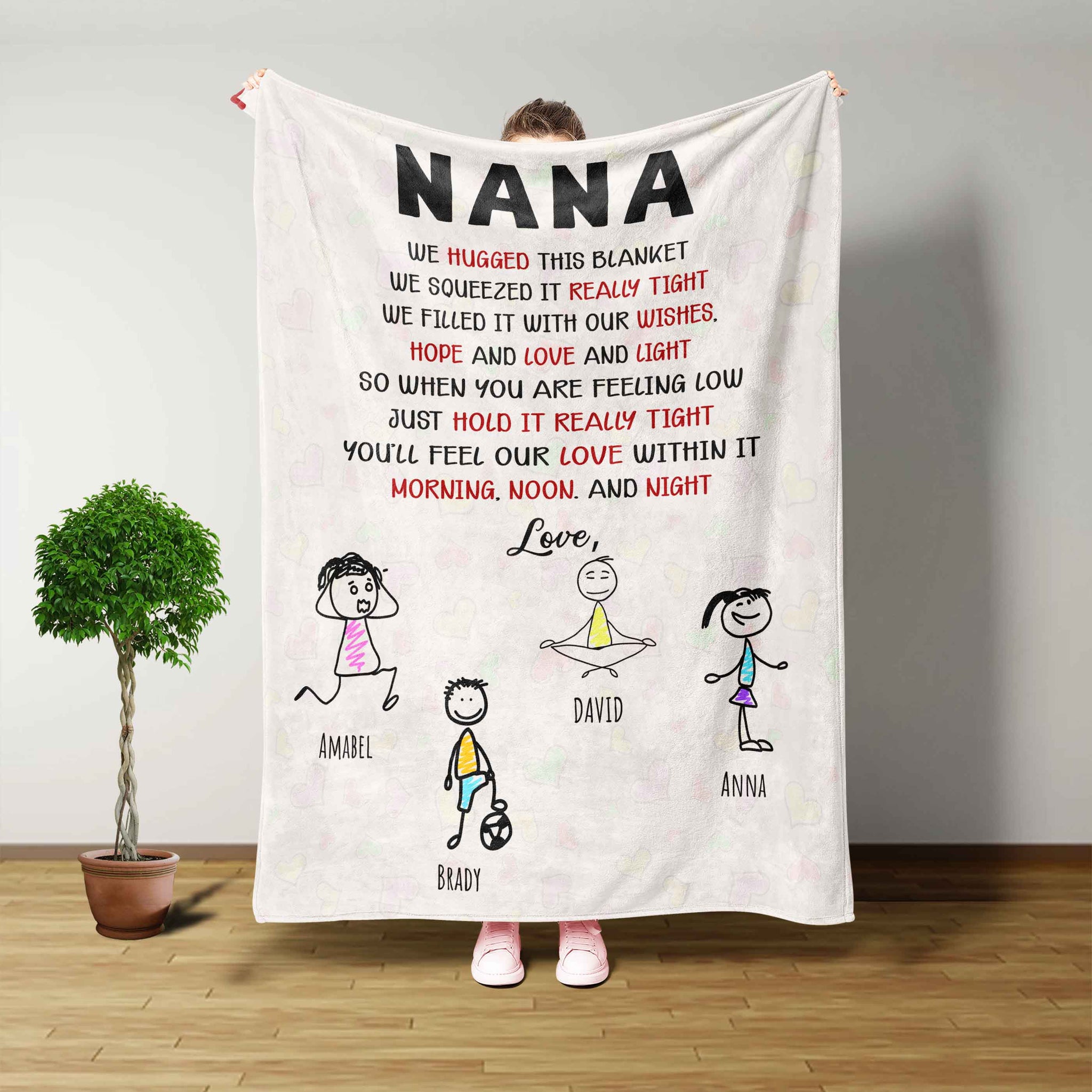 Blanket Customized, Nana We Hugged This Blanket, Grandma Gifts, Stick Figure, Decor For Bedroom, Birthday Gifts For Women, Throw Blanket
