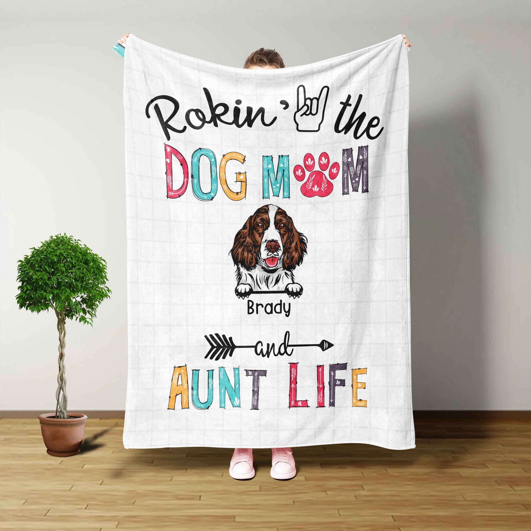 Blanket Customized, Rockin' the Dog Mom and Aunt Life Blanket, Gifts For Dog Mom, Dog Blanket, Gifts For Women, Throw Blanket
