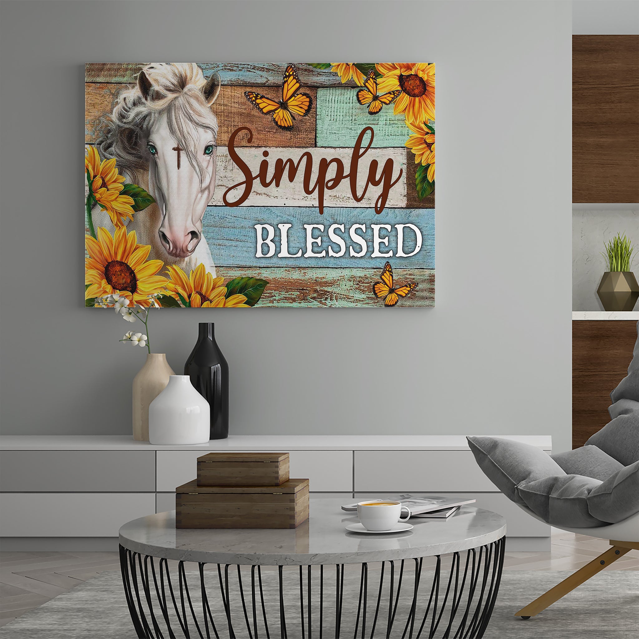 Customized Picture Frame, Simply Blessed Poster, Horse Lover Gifts, Farmhouse Christmas Decor, Country Decor, Living Room Decor