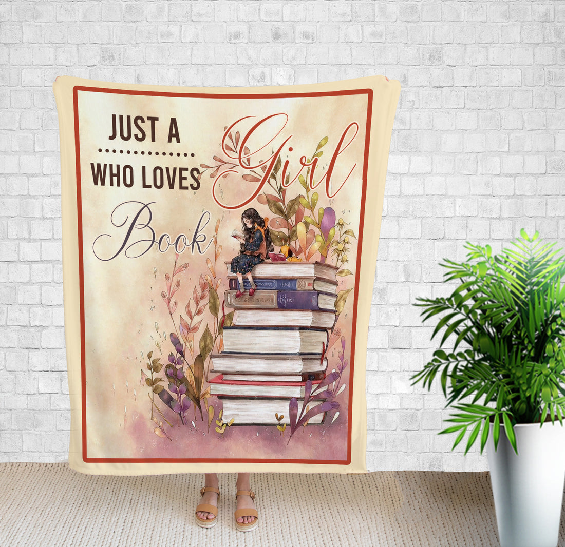 Blanket Design, Just A Girl Who Loves Book Blanket, Book Lover, Book Reader, Fangirl Book, Birthday Gifts For Women, Fall Throw Blanket