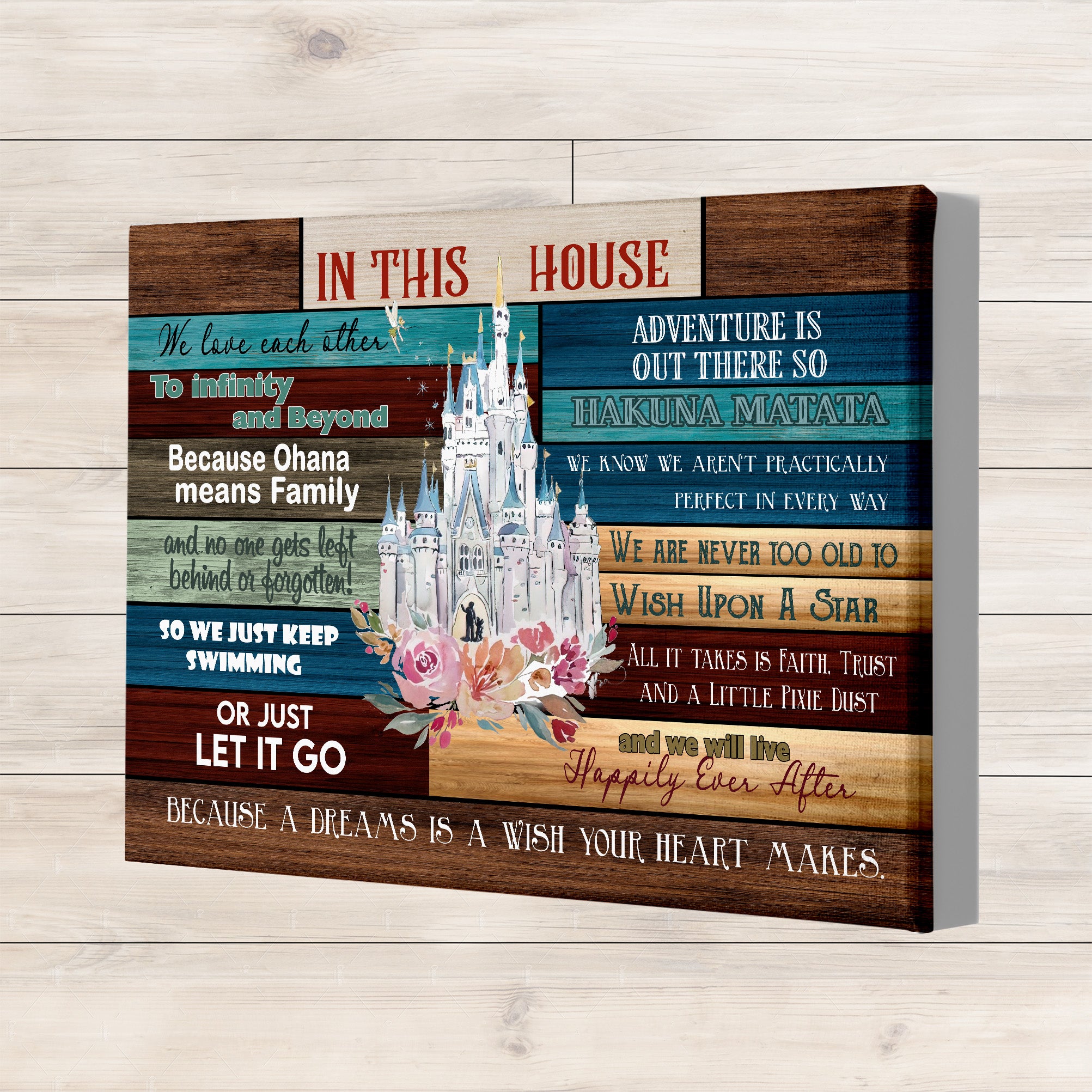 Canvas Wall Art, In This House We Love Each Other Poster, Disney Princess Castle, Disney Quotes, Disney Cartoon Movies, Living Room Decorations