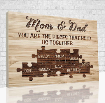 Poster Art, You Are The Pieces That Holds Us Together Sign, Custom Name, Puzzle, Mother's Day Gifts, Father's Day Gifts, Birthday Gifts, Home Decorations